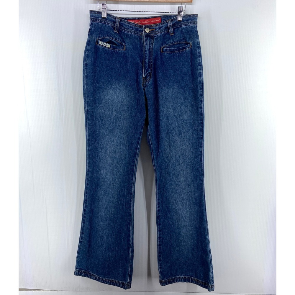 VTG 90s Y2K Revolt Blue‎ Cotton Denim Flare Leg Jeans Junior Womens 11 12